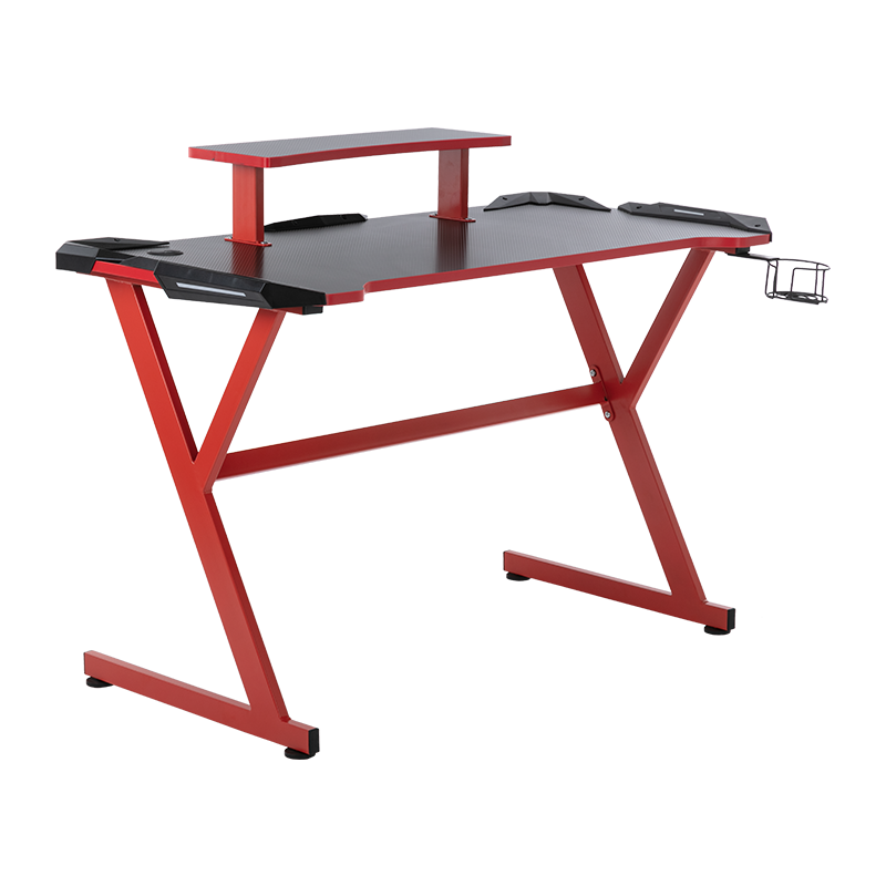 Table de jeu en forme de Z/Y pour PC de bureau, Table/bureau de jeu à Double couche avec bandes LED